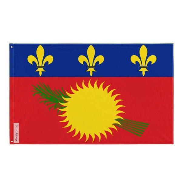 Guadeloupeflagga – 120 x 180 cm – Hållbar Polyester – 2 Metallöljett – Inomhus / Utomhus – Pixelforma