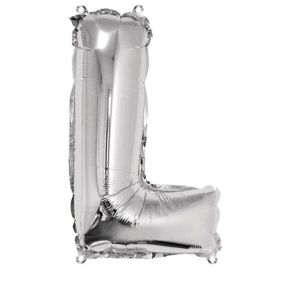 Ballong Bokstav L, 40cm, 1st., silver