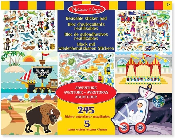 Melissa & Doug Uudelleenkäytettävät tarrapalojen setti Seikkailu - 245+ tarraa