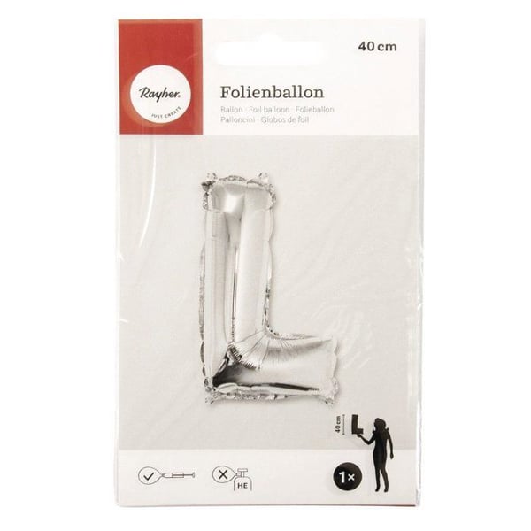 Ballong Bokstav L, 40cm, 1st., silver