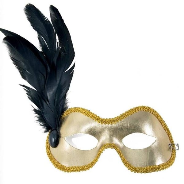 Svart fjädrad tygmask med vargtema - GENERISK - Kvinna - Renässans - Säljs styckvis