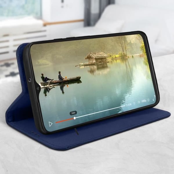 Fodral för Samsung Galaxy A32 - AVIZAR - Kortplats Videostöd - Äkta Läder - Mörkblå