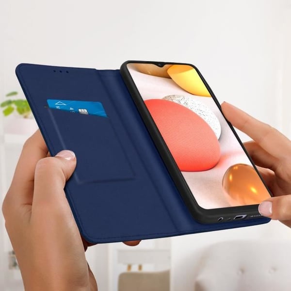 Fodral för Samsung Galaxy A32 - AVIZAR - Kortplats Videostöd - Äkta Läder - Mörkblå