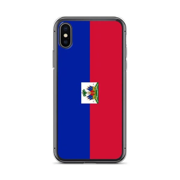 Mobilskal – Haiti-flagga – Kompatibel med iPhone X – Flexibelt fodral – Slitstarkt och stöttåligt – Silikon – Pixelforma