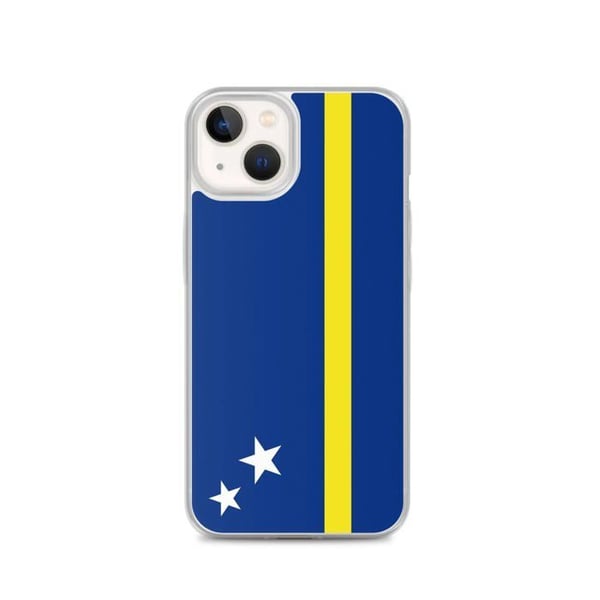 Mobilskal – Curaçaos flagga – Kompatibel med iPhone 13 – Mjukt fodral – Stötsäkert och slitstarkt – Silikon – Pixelforma