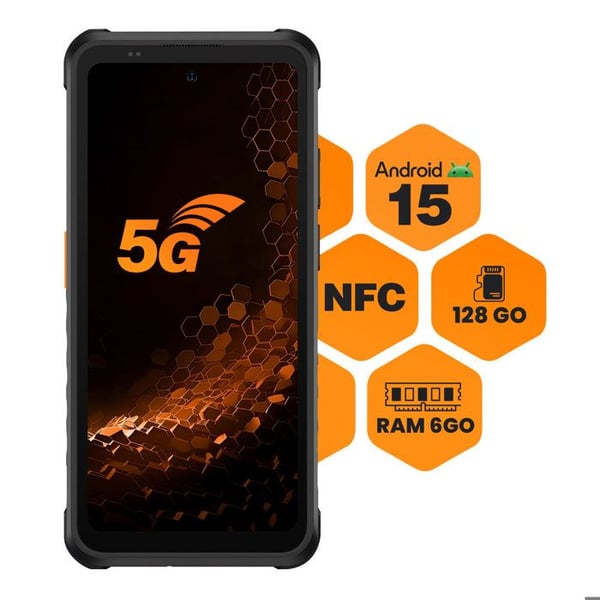 Smartphone Hammer Iron 6 5G 6 Go / 128 Go Android 15 IP69 Batteri 6050mAh Hammer Svart