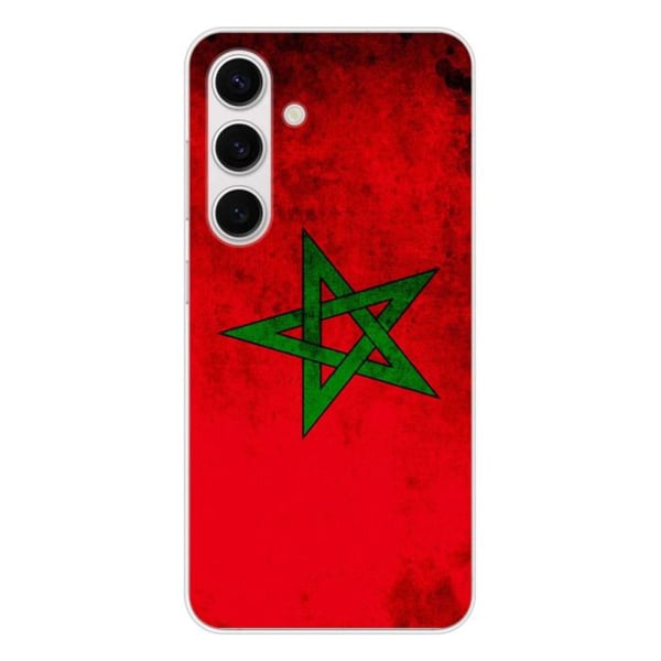 1001Coques - Silikonfodral kompatibelt med Samsung Galaxy S24 - Marockansk flaggmönster - Originaldesign tryckt i Frankrike