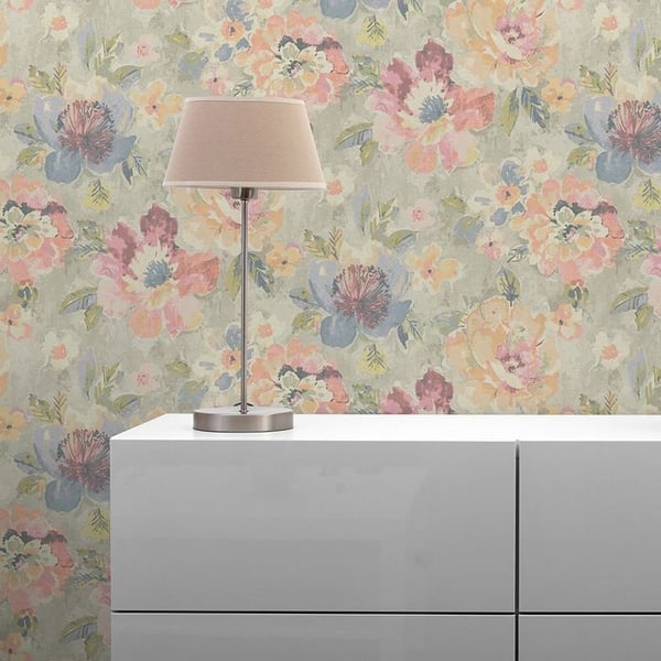 Valentin tapet blommor M1-No.11207 non-woven flerfärgad grå Tadessi 10,05 m x 0,53 m