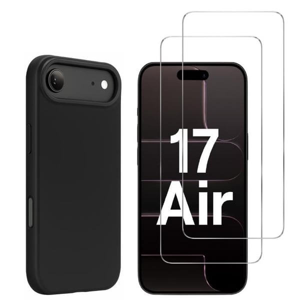 Coque Noir för iPhone 17 AIR och 2 Härdade Glas Skärmskydd Phonillico®
