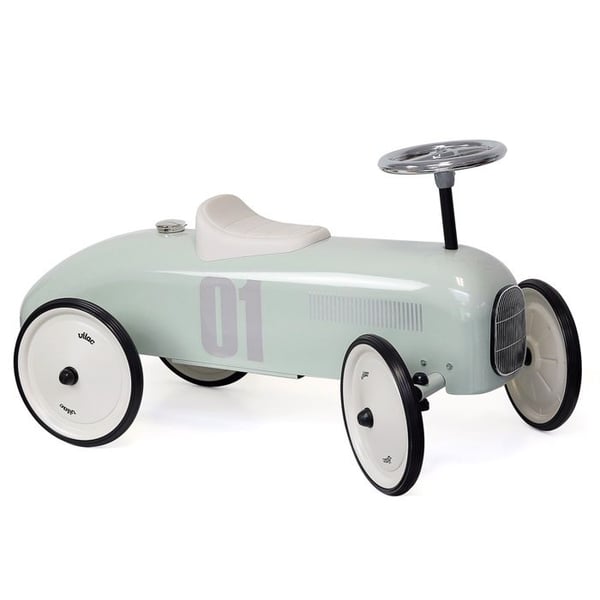 Barnvagn - VILAC - 1057 - Vintage bil grön salvia - Stora gummihjul - Sits 28 cm