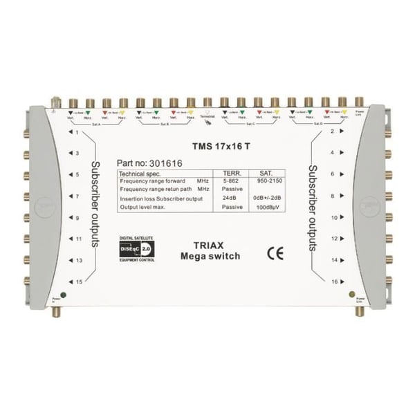 Kabeldelare - Triax - TMS 17x16 T - Färg: Grå - Anslutning: F - 75 Ohm