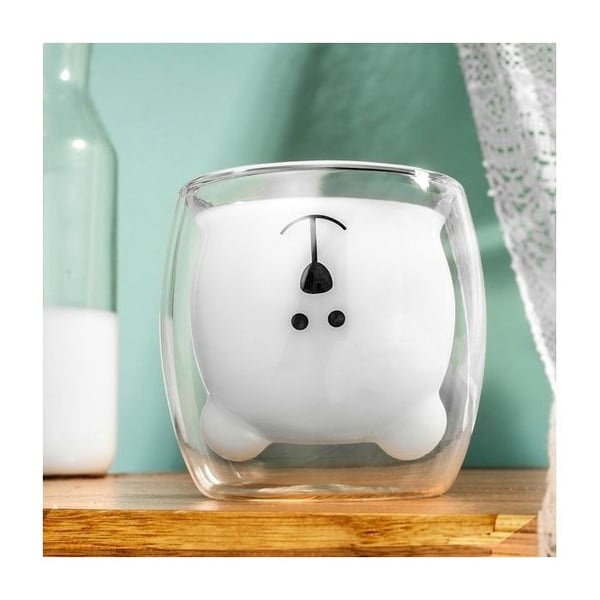 Klar dubbelväggig glasbjörnmugg originalmugg
