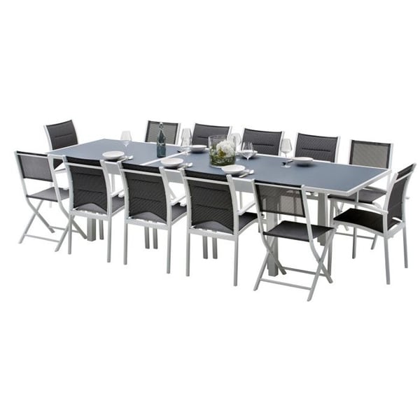 Trädgårdsmöbelset Modulo T 8/12 + F 8 + C 4 Full Glas Vit Wilsa Garden