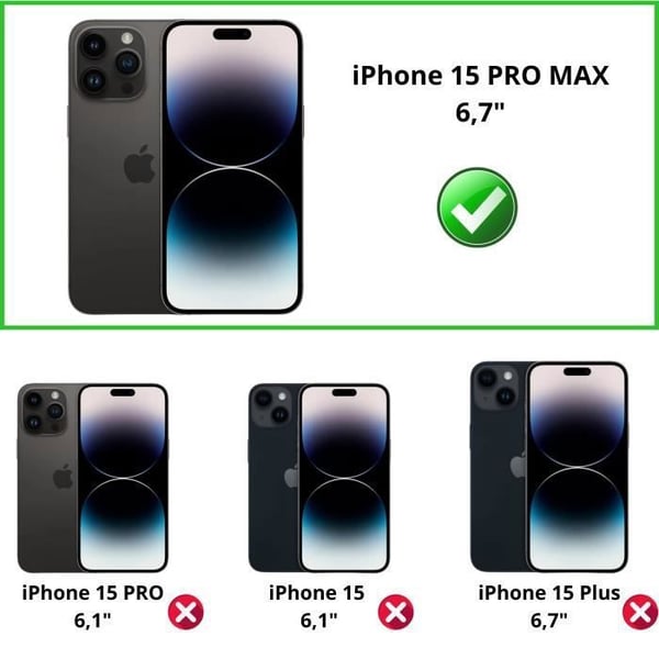 Fodral för iPhone 15 PRO MAX och 2 skärmskydd i härdat glas Phonillico®
