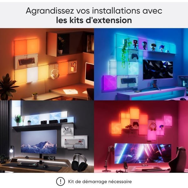 Extensionskit - NANOLEAF - Block - 2 Texturerade Rutor - Färggilt LED-belysning - 3D-design