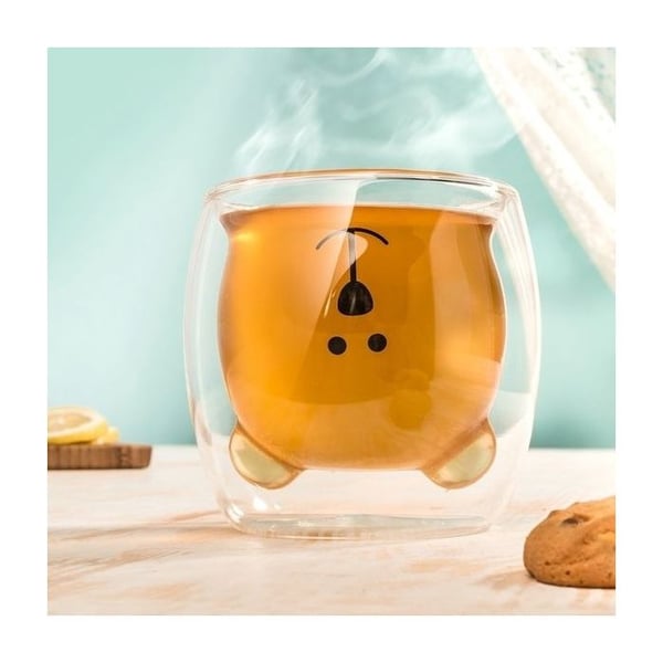 Klar dubbelväggig glasbjörnmugg originalmugg