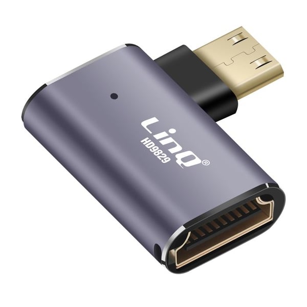 HDMI-hona till Mini HDMI-hane 8K UHD vinklad till vänster LinQ Grå