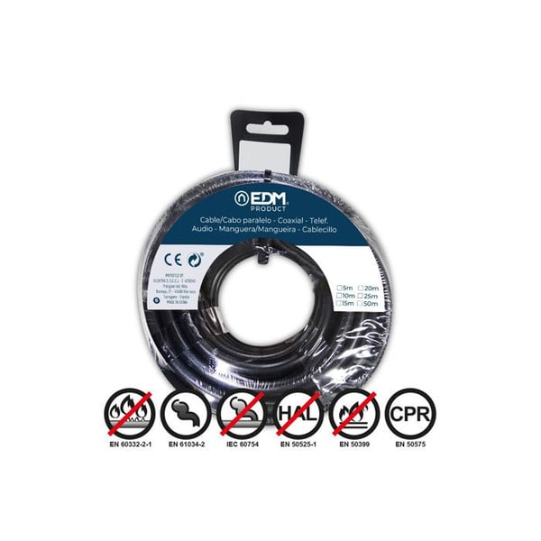 Spole flexibel elektrisk kabel 1,5mm svart utan halogen 20m