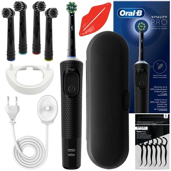 El tandborste - Oral-B - Vitality Pro D103 - 4 huvuden - resefodral - laddningsbas