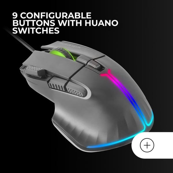 Spelmus - Mars Gaming - MM-XT - RGB - Ergonomisk - 12800 DPI - 9 konfigurerbara knappar