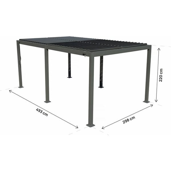 Självbärande bioklimatisk pergola i aluminium "Kensington" - 3 x 5 m - Grå