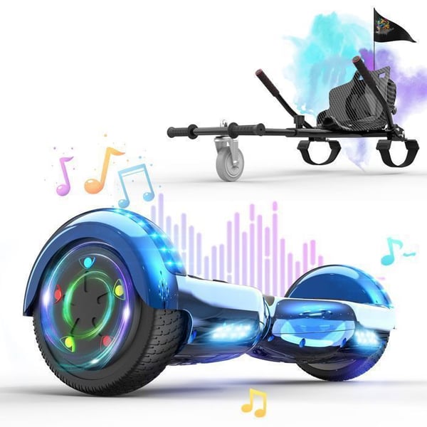 RCB Pakke Elektrisk Hoverboard Blå + Hoverkart Sort – Ideel Gave til Børn