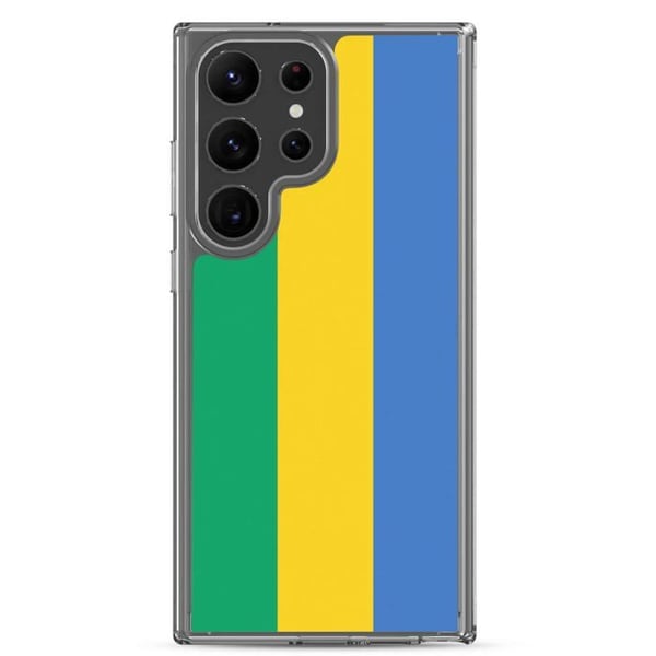 Mobilskal – Gabons flagga – Kompatibel med Samsung Galaxy S23 – Flexibelt fodral – Slitstarkt och stöttåligt – Pixelforma