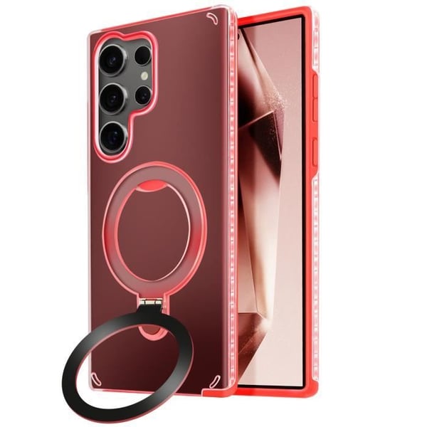 Coque MagSafe för Samsung Galaxy S24 Ultra Stötsäker Fällbart Stöd Röd