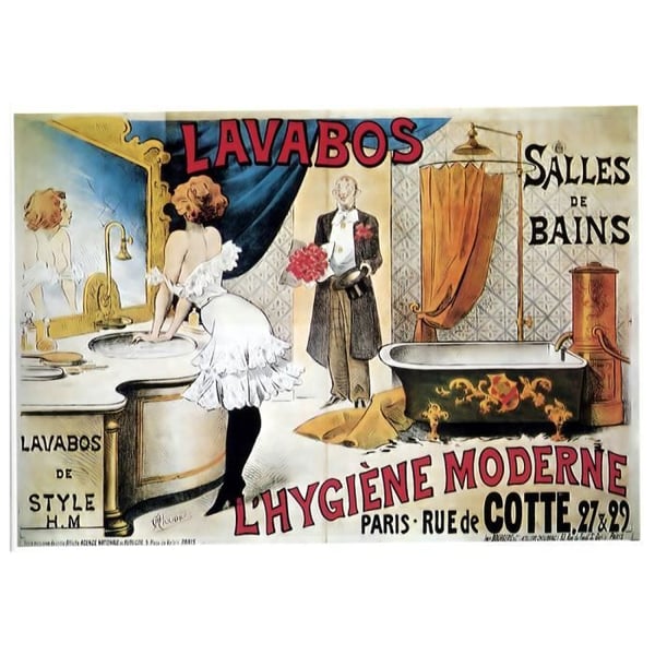 Legendarte - Vintage reklamaffisch L'Higiène Moderne - Målning, tryck på duk cm. 50x70