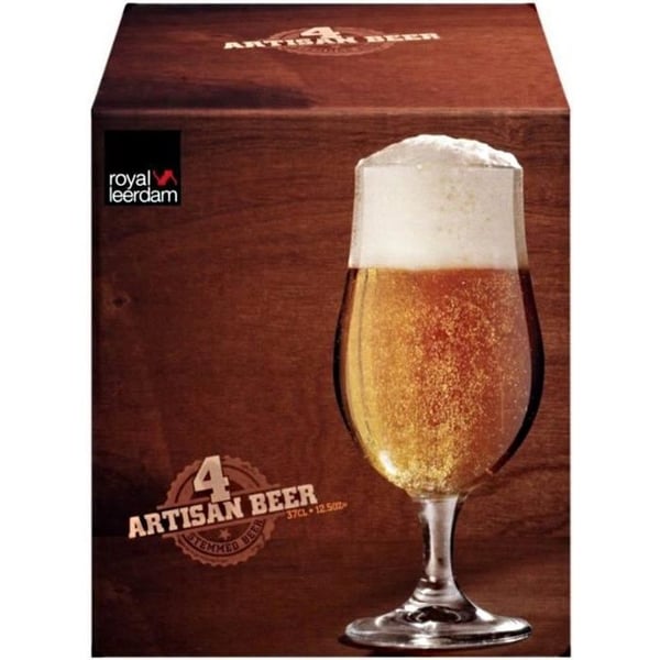 Ölglas - ROYAL LEERDAM - PILSNET - 4 delar - 32 cl - Inbyggd klocka