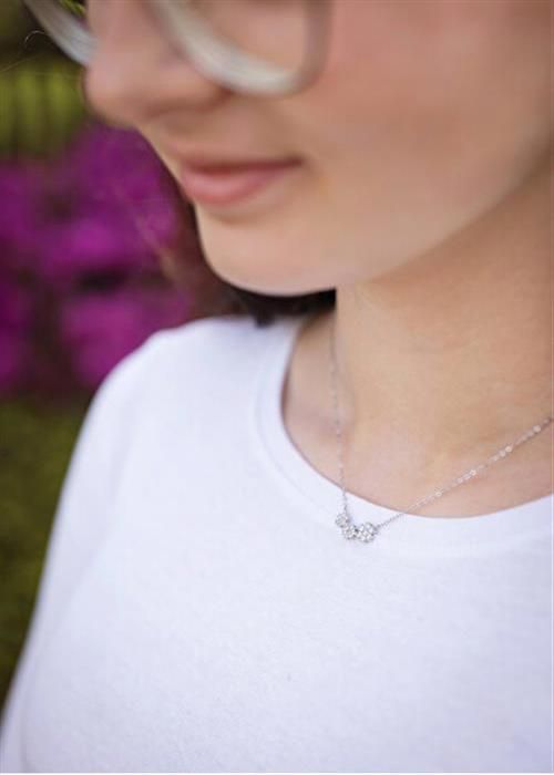 Halsband - AGATO - AGS1570/47 - Silver 925 - Blommor - Kubsik Zircon