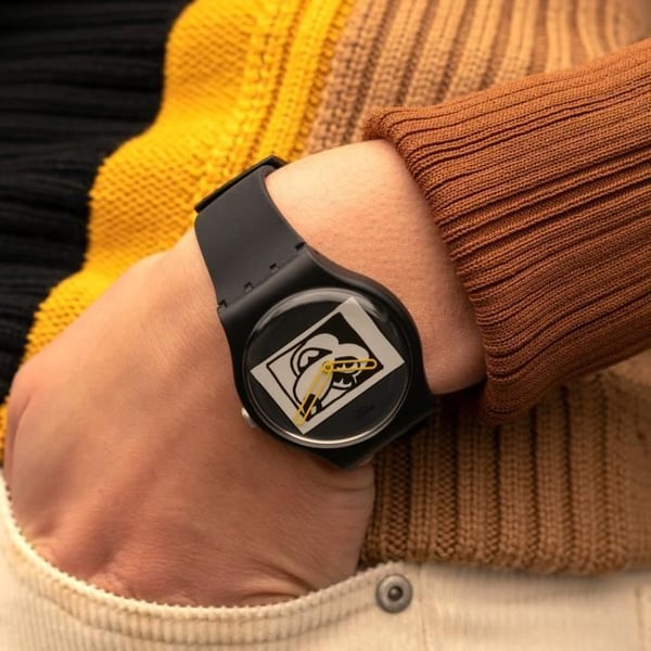 Swatch klocka MICKEY WHITE ON BLACK specialutgåva KEITH HARING 41mm - Quartz - Resin - Unisex