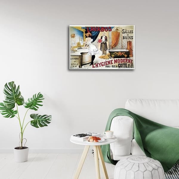 Legendarte - Vintage reklamaffisch L'Higiène Moderne - Målning, tryck på duk cm. 50x70