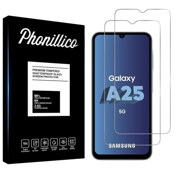 Härdat glas för Samsung Galaxy A25 5G [Pack 2] Skyddsglasfilm Phonillico®