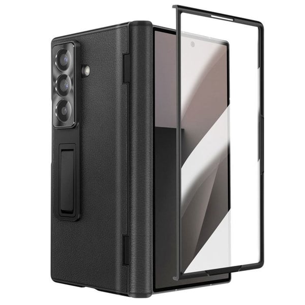 Heltäckande fodral - AVIZAR - Samsung Galaxy Z Fold 7 - Härdat glas - Fällbar ställning - Svart