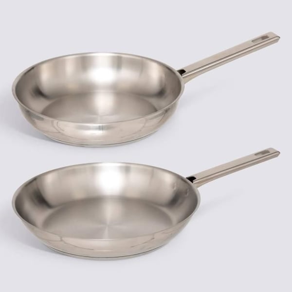 Set med 2 stekpannor i rostfritt stål "Brilliance" hälsosam matlagning 24 cm och 28 cm