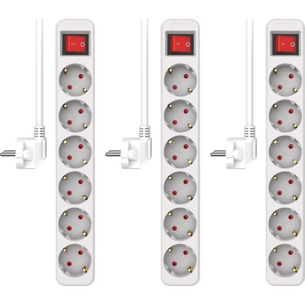 Multipris - ELRO - ES106S - 6 Uttag - Bifasisk Strömbrytare - 1,5m Sladd