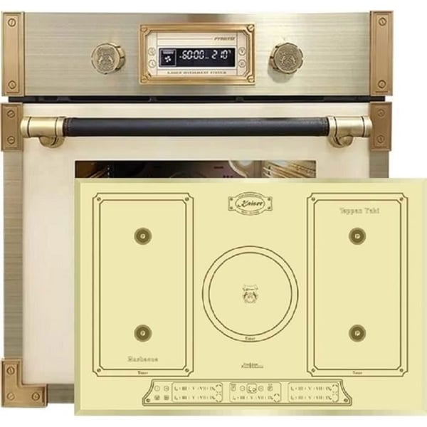 Kaiser EH 6427 ElfAD+KCT 7797 FIElfEm, Retro Pyrolyse inbyggnadsoh 73L + induktionsspis 77 cm