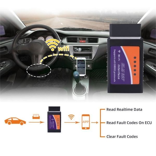 OBD2 diagnostic scanner - ELM327 - Mini WiFi - Kompatibel med iPhone Android PC - Universel