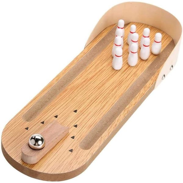 ®RisingFF Mini bowling spel, bordsspel med 10 käglor och metallbowlingboll