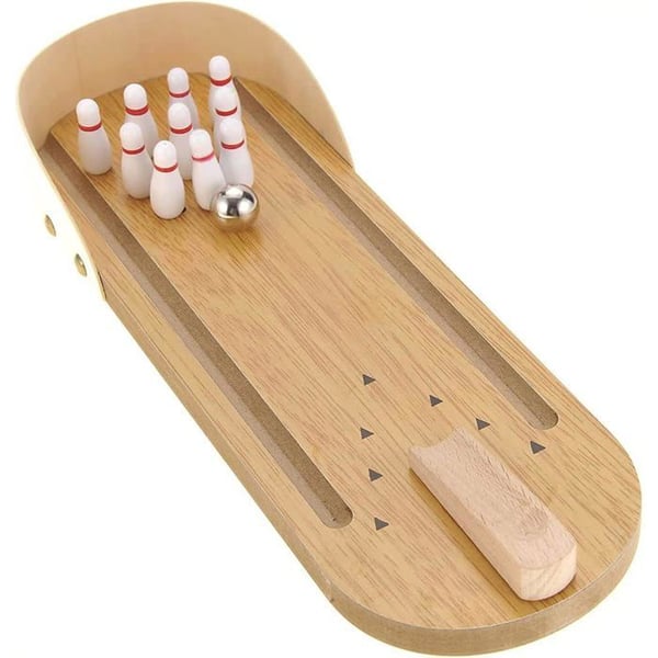 ®RisingFF Mini bowling spel, bordsspel med 10 käglor och metallbowlingboll
