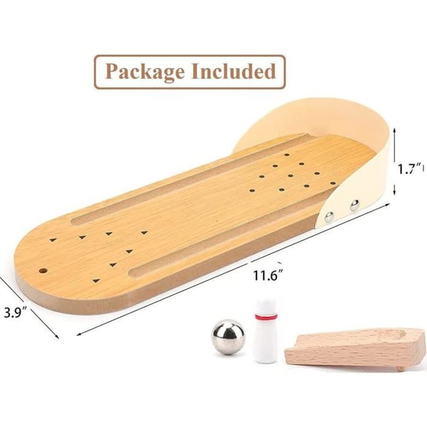 ®RisingFF Mini bowling spel, bordsspel med 10 käglor och metallbowlingboll