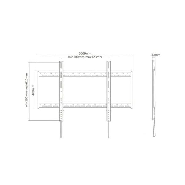 Support för fast väggmontering TV EQUIP 650323 - Svart - 60"-100" - 100 kg - VESA 200x200 till 900x600 mm