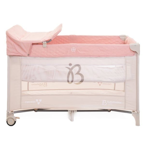BEBELISSIMO - Resesäng för baby - hopfällbar säng - från födseln - Låt oss sova - 2 våningar - skötbord - rosa