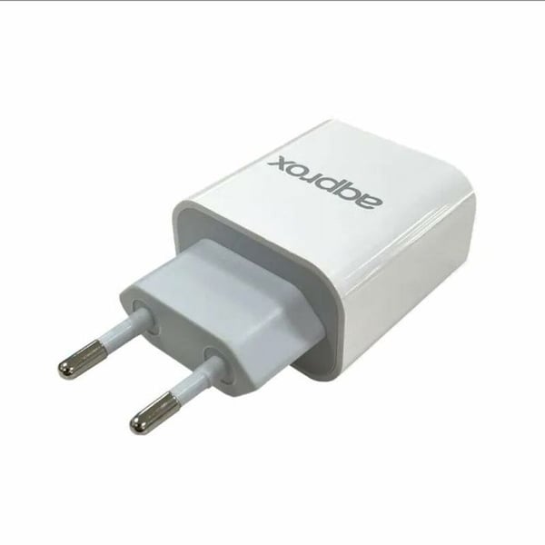 Rese-/väggladdare - APPROX - 2 USB-portar - 3A - USB-C - Vit