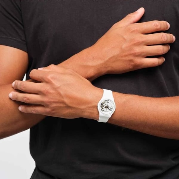 Klocka - SWATCH - SPOT TIME WHITE - Biokeramik 34mm - Vattentålighet 30 Atm - Unisex
