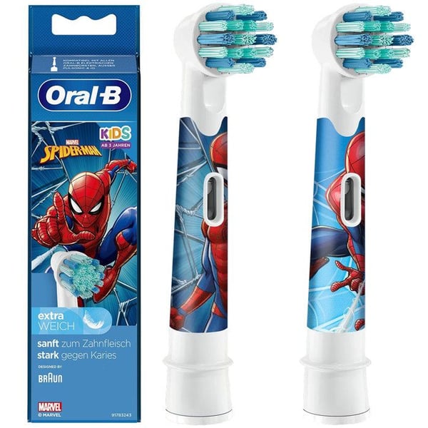 Barn tandborste - Oral-B - EB10K Spiderman - Mjuka reservhuvuden x2