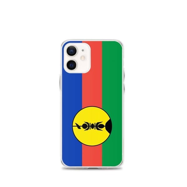 Telefonfodral – Ny-Kaledoniens flagga – Kompatibel med iPhone 12 mini – Mjuk fodral – Slitstark och stöttehållande – Pixelforma
