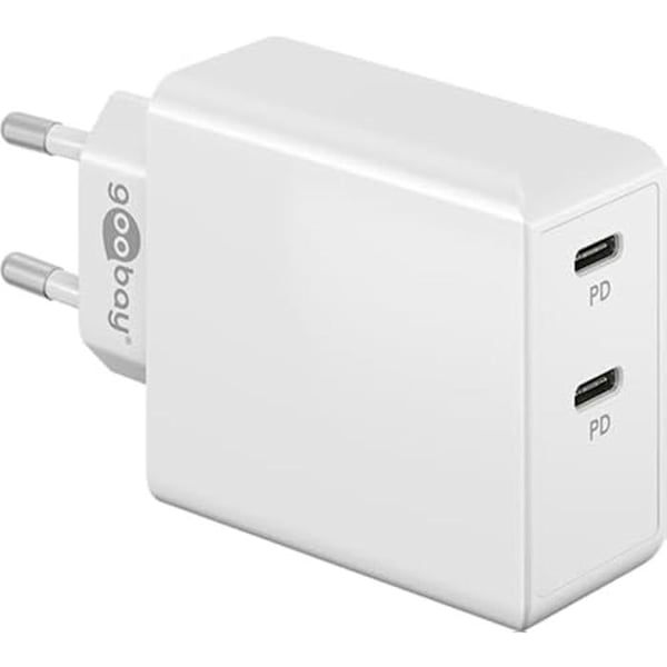 goobay 61758 Dubbelport USB-C-laddare 36W / Snabbladdare PD / Universal USB-strömförsörjning / Laddningsanslutning / Snabbladdare för