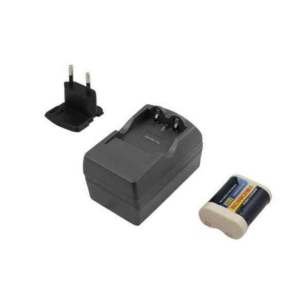 Laddare för 2CR5 6V-batteri med inkluderat batteri, kompatibel med Canon / Nikon / Kodak, svart